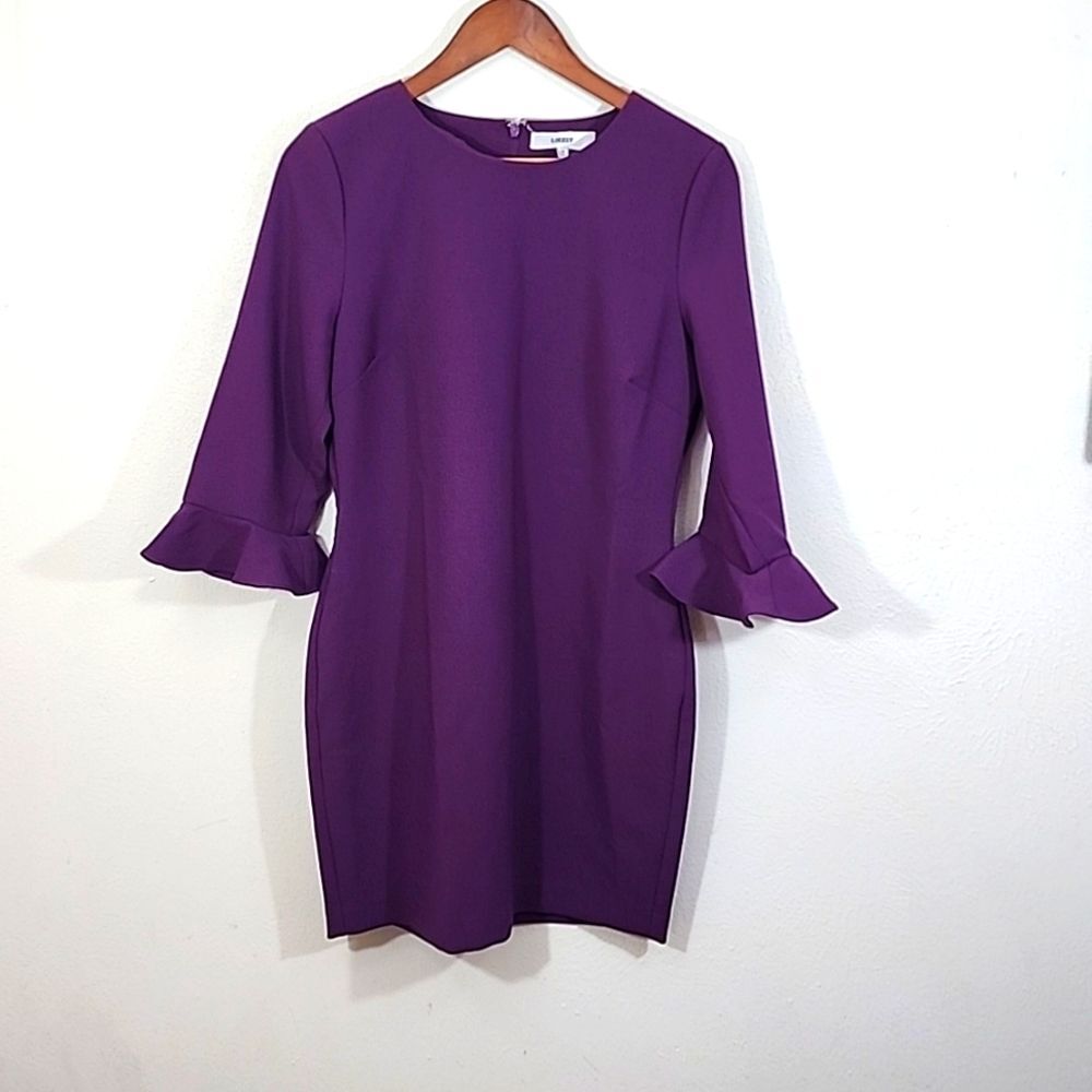Likely Plum Mid Tulip Sleeve Mini Dress Size 12